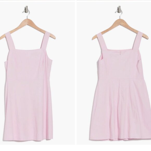 Square Neck Linen Blend Fit & Flare Minidress - Picture 2 of 2